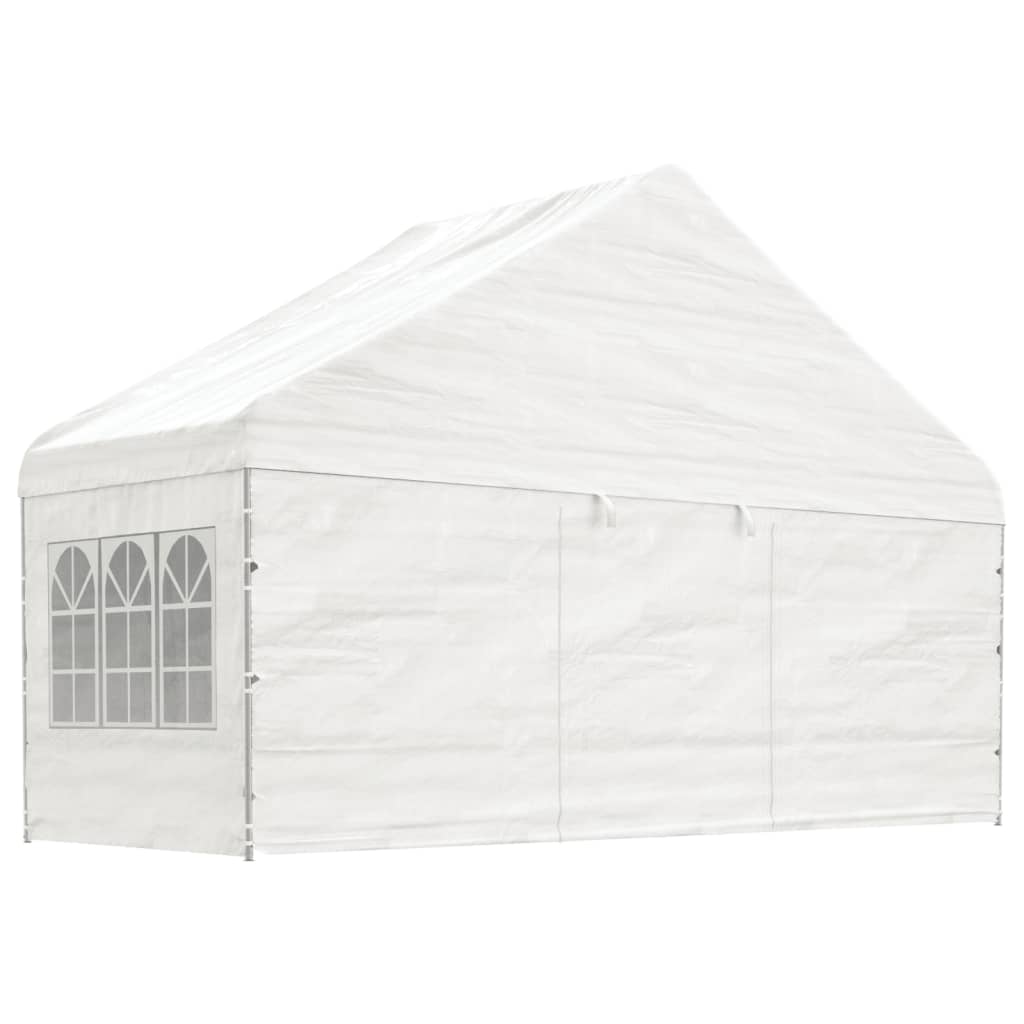 Gazebo con Tetto Bianco 5,88x2,23x3,75 m in Polietilene - homemem39