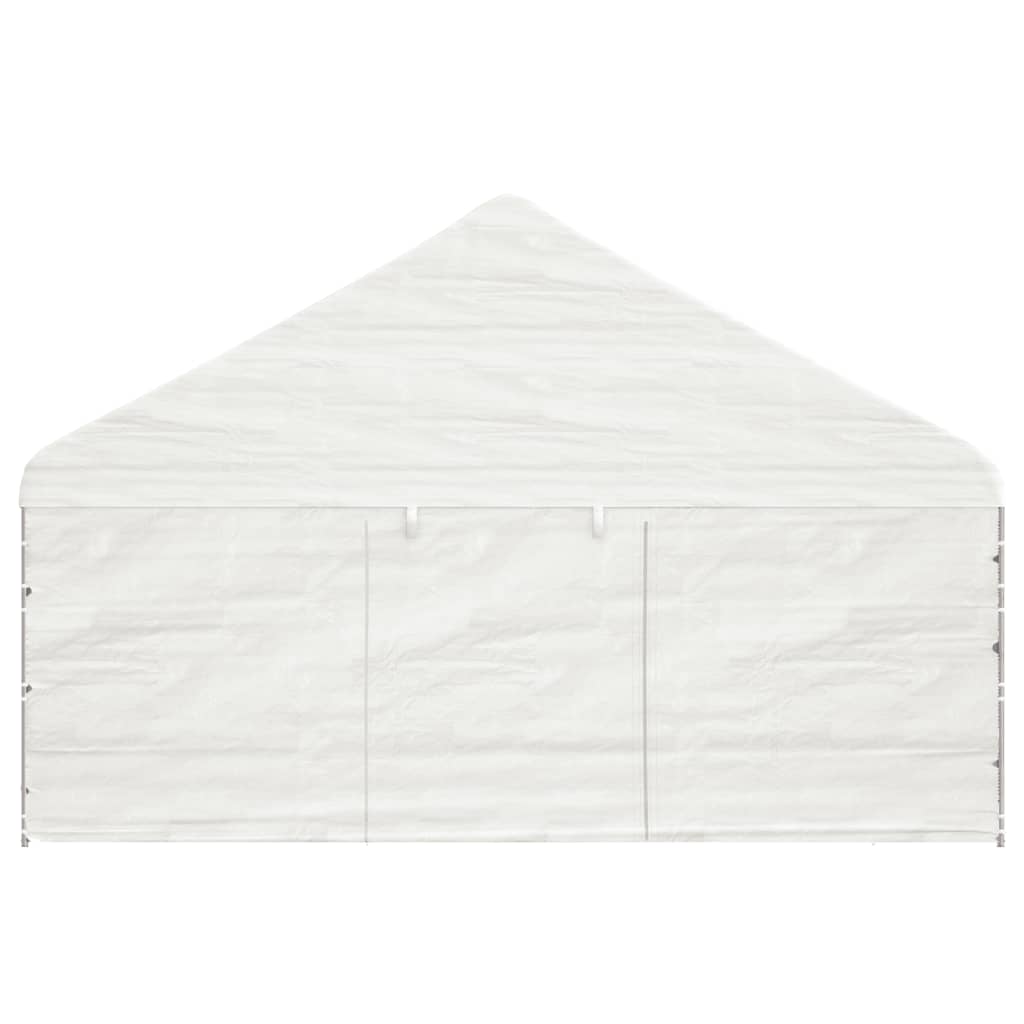 Gazebo con Tetto Bianco 5,88x2,23x3,75 m in Polietilene - homemem39