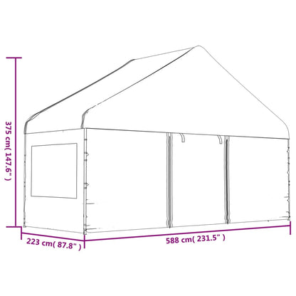 Gazebo con Tetto Bianco 5,88x2,23x3,75 m in Polietilene - homemem39