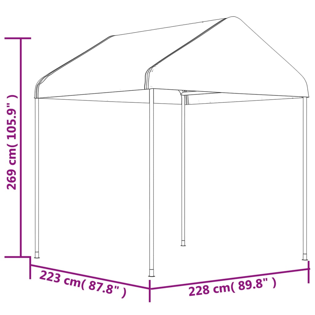 Gazebo con Tetto Bianco 2,28x2,23x2,69 m in Polietilene - homemem39