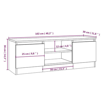 Mobile Porta TV con Anta Nero 102x30x36 cm - homemem39