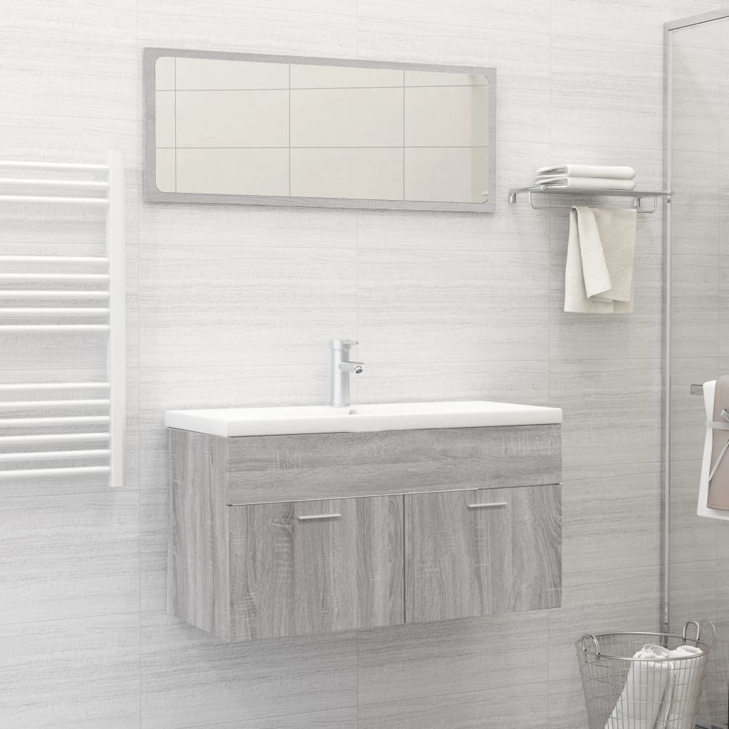 Set Mobili da Bagno 2 pz Grigio Sonoma in Legno Multistrato - homemem39