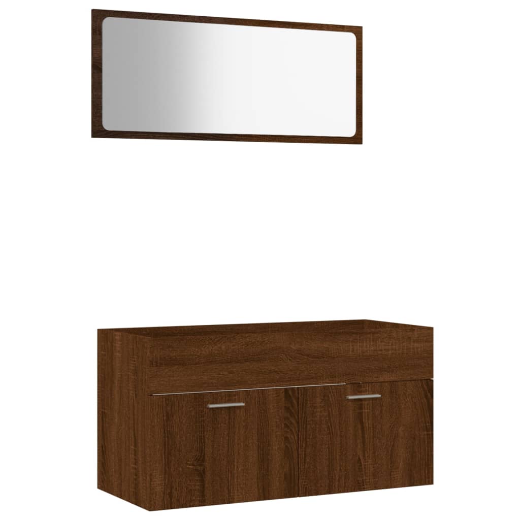 Set Mobili da Bagno 2 pz Rovere Marrone in Legno Multistrato - homemem39