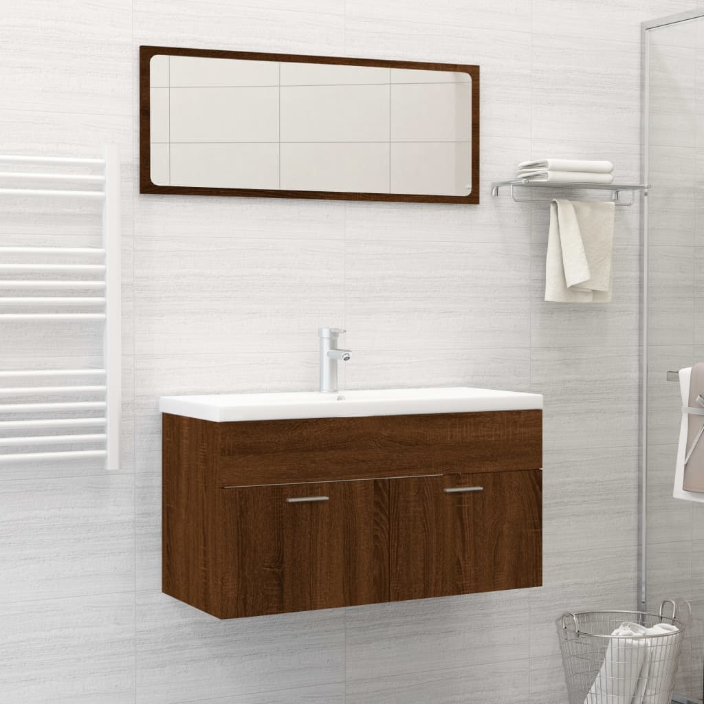 Set Mobili da Bagno 2 pz Rovere Marrone in Legno Multistrato - homemem39