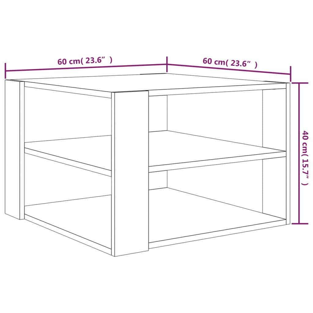 Tavolino da Salotto Rovere Marrone 60x60x40cm Legno Multistrato - homemem39