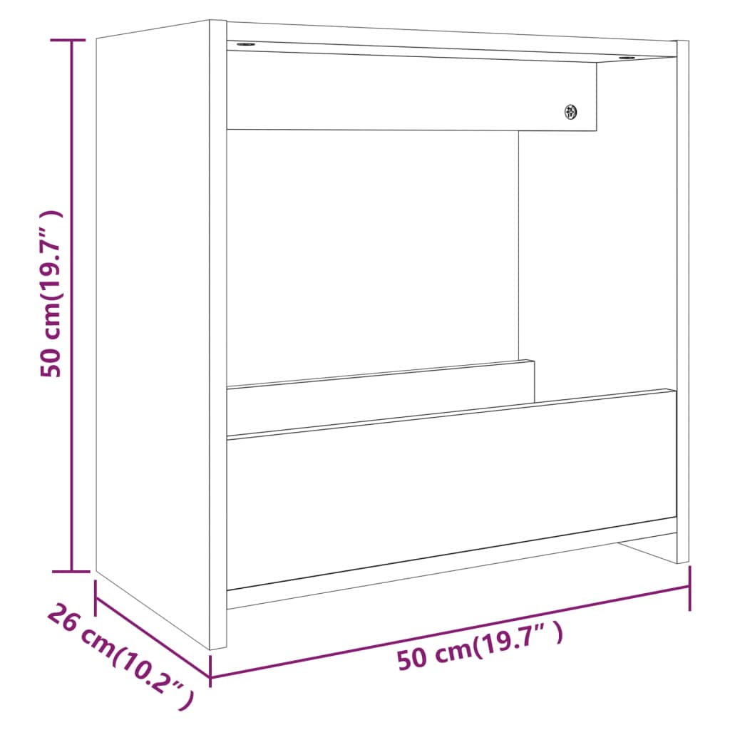 Tavolino Rovere Fumo 50x26x50 cm in Legno Multistrato - homemem39