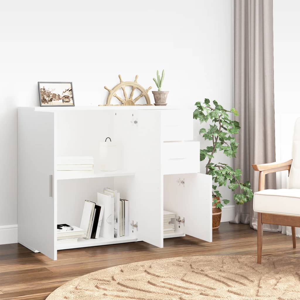 Credenza Bianca 91x29,5x75 cm in Legno Multistrato - homemem39