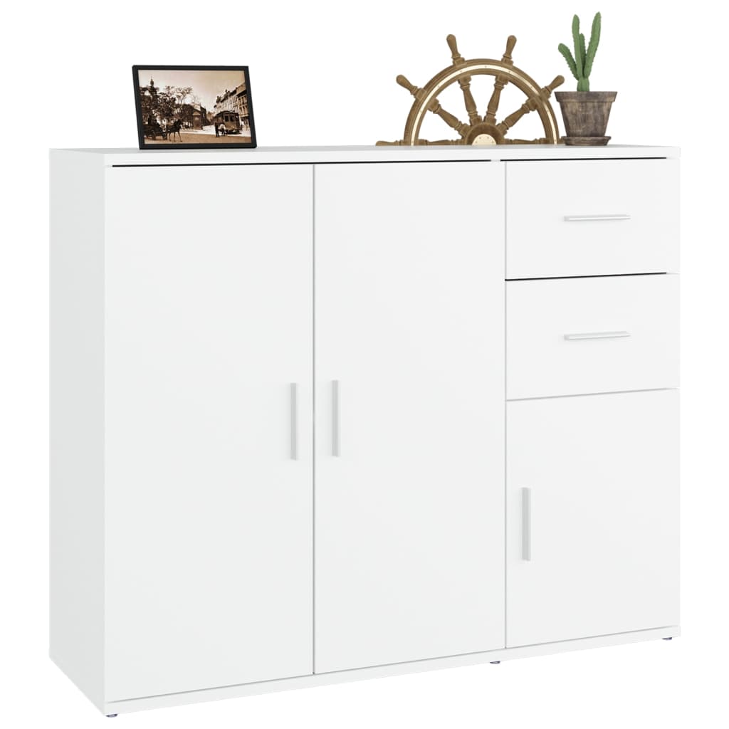 Credenza Bianca 91x29,5x75 cm in Legno Multistrato - homemem39