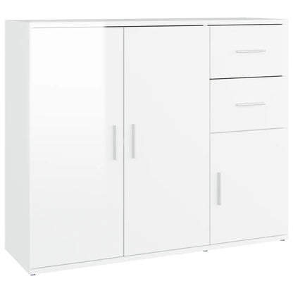 Credenza Bianco Lucido 91x29,5x75 cm in Legno Multistrato - homemem39