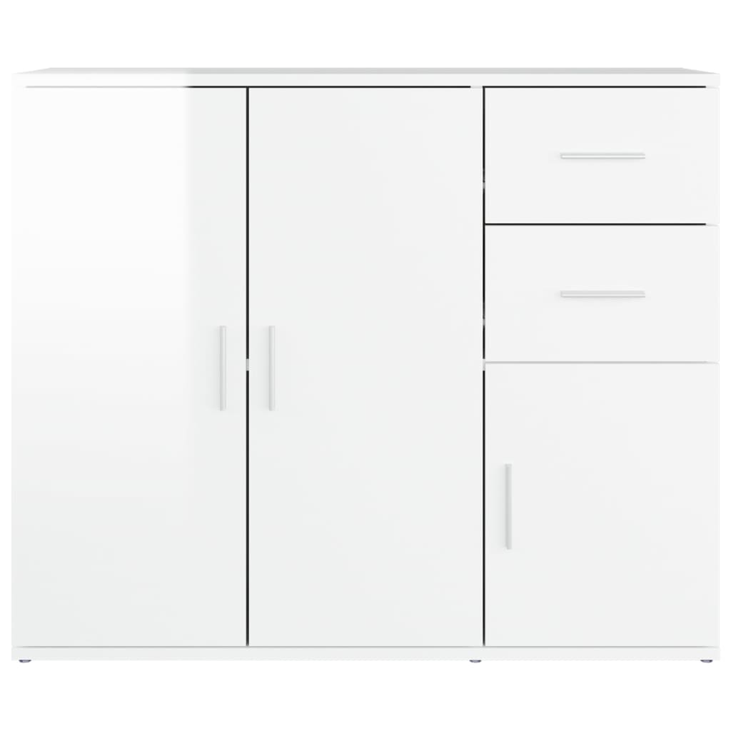 Credenza Bianco Lucido 91x29,5x75 cm in Legno Multistrato - homemem39