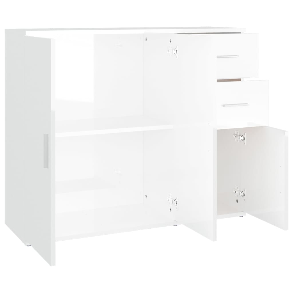 Credenza Bianco Lucido 91x29,5x75 cm in Legno Multistrato - homemem39