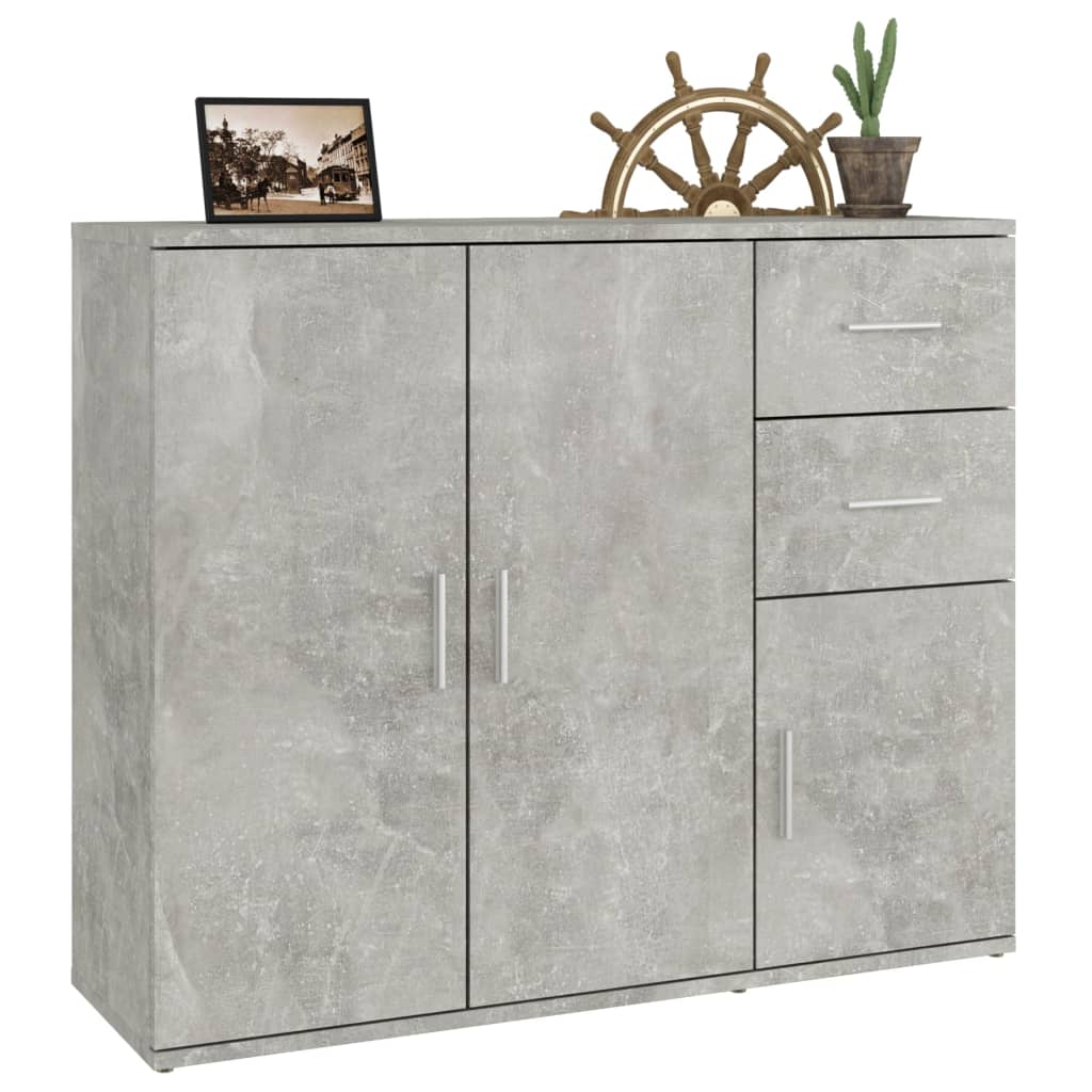 Credenza Grigio Cemento 91x29,5x75 cm in Legno Multistrato - homemem39