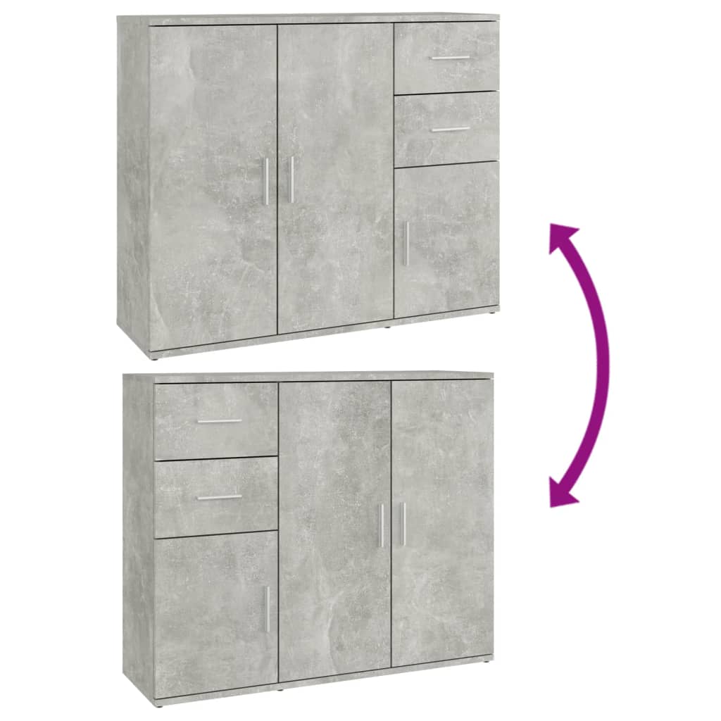 Credenza Grigio Cemento 91x29,5x75 cm in Legno Multistrato - homemem39