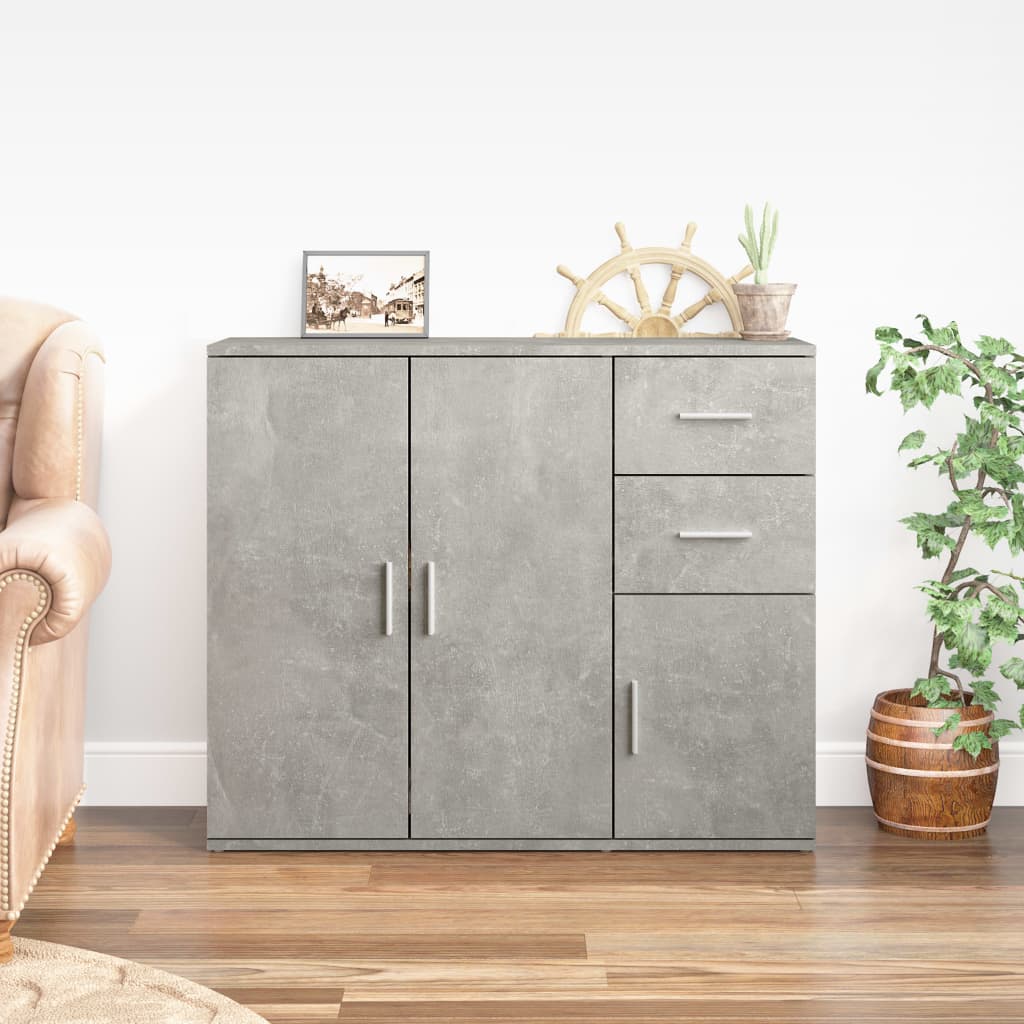 Credenza Grigio Cemento 91x29,5x75 cm in Legno Multistrato - homemem39