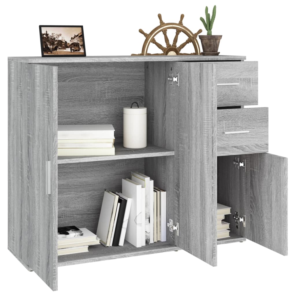 Credenza Grigio Sonoma 91x29,5x75 cm in Legno Multistrato - homemem39