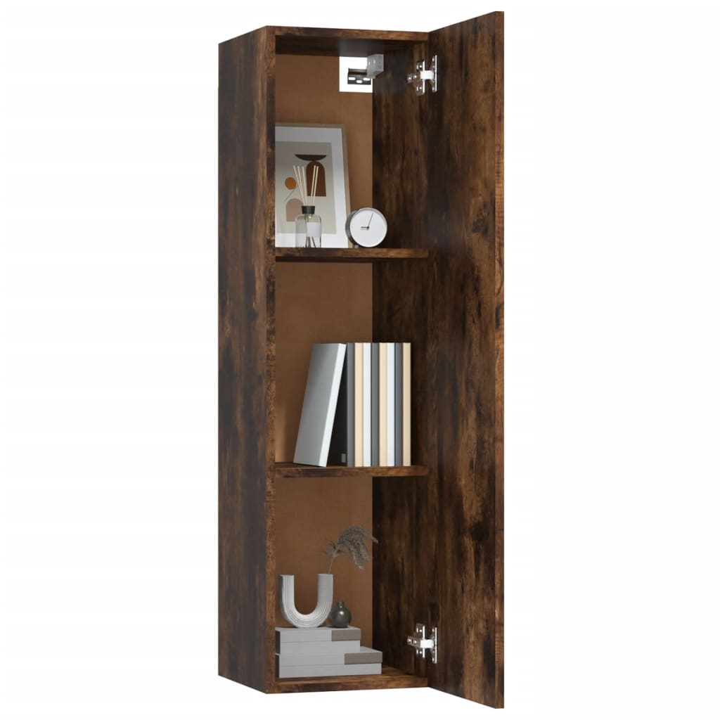 Mobile Porta TV a Parete Rovere Fumo 30,5x30x110 cm - homemem39