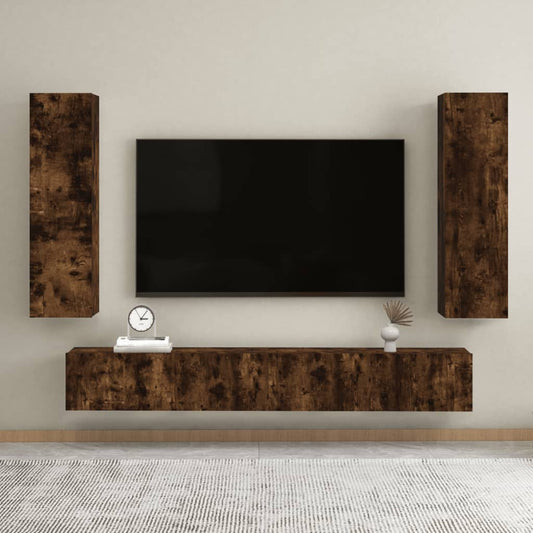 Mobili Porta TV a Parete 2 pz Rovere Fumo 30,5x30x110 cm - homemem39