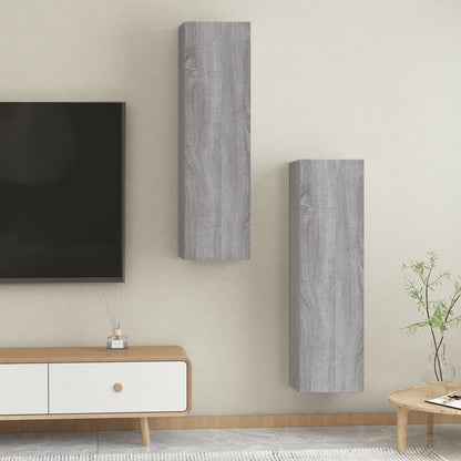 Mobili Porta TV a Parete 2 pz Grigio Sonoma 30,5x30x110 cm - homemem39