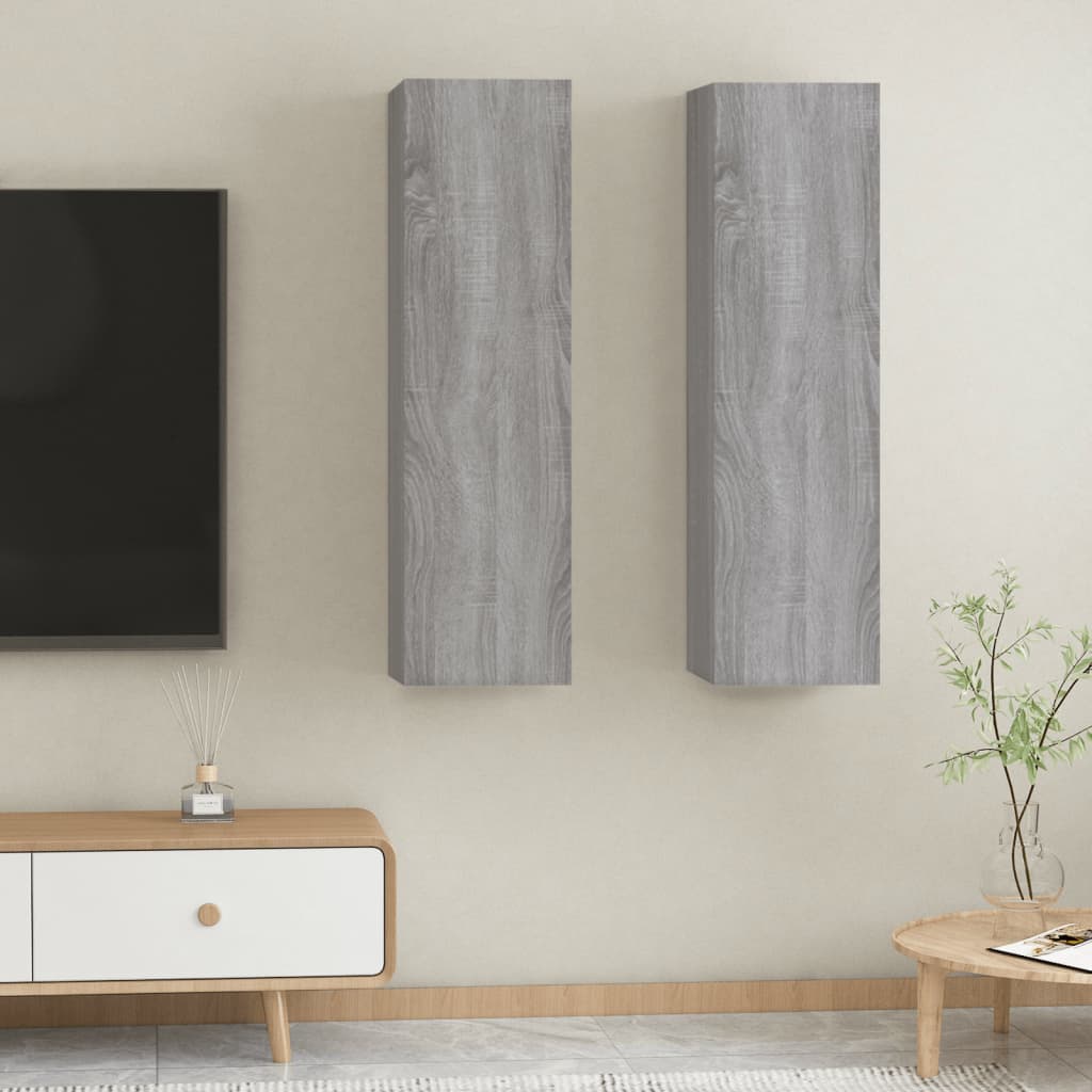 Mobili Porta TV a Parete 2 pz Grigio Sonoma 30,5x30x110 cm - homemem39