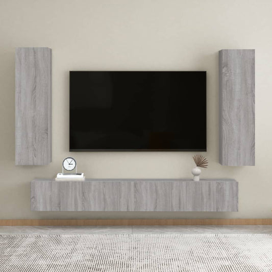 Mobili Porta TV a Parete 2 pz Grigio Sonoma 30,5x30x110 cm - homemem39