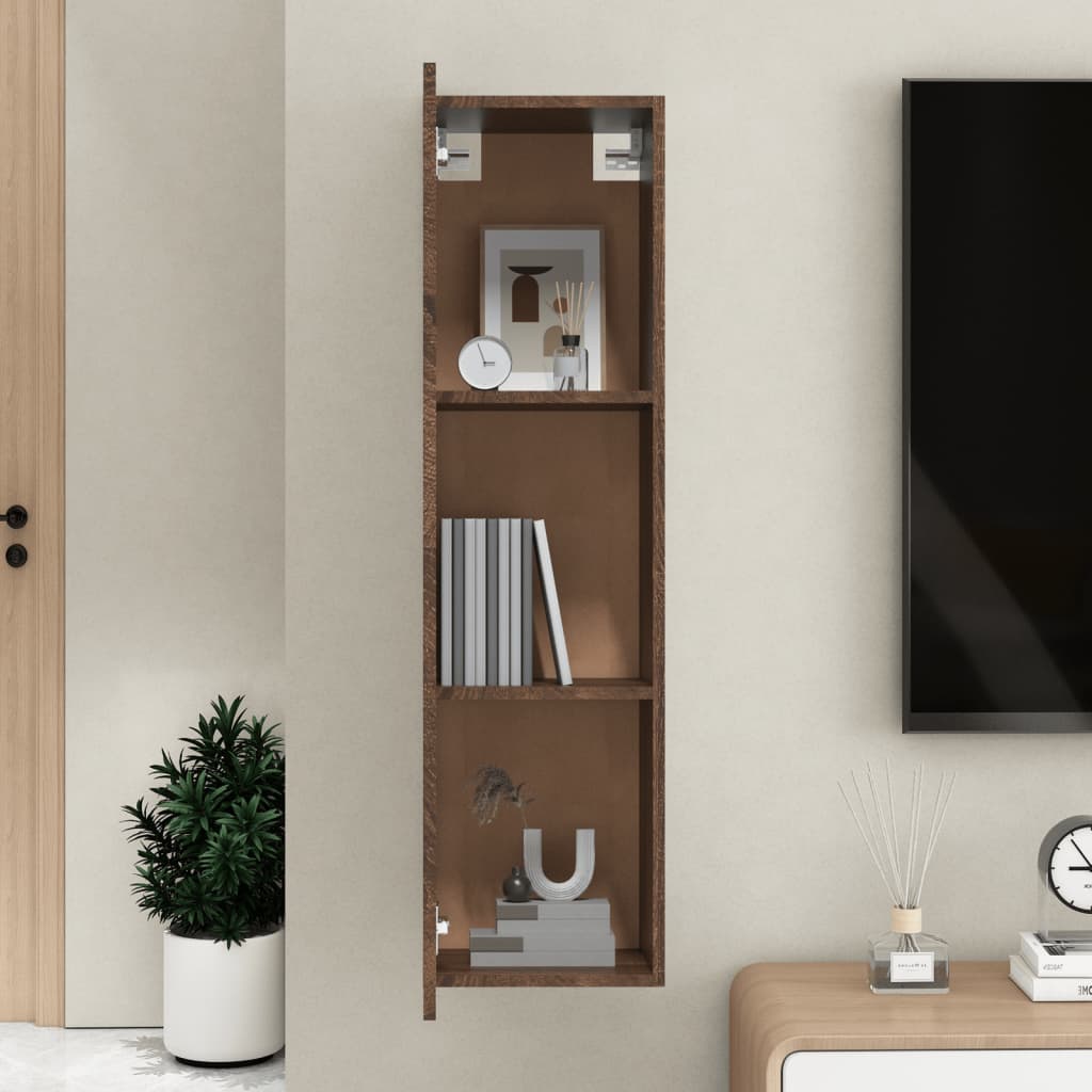 Mobile Porta TV a Parete Rovere Marrone 30,5x30x110 cm - homemem39