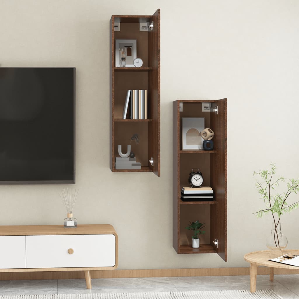 Mobili Porta TV a Parete 2 pz Rovere Marrone 30,5x30x110 cm - homemem39