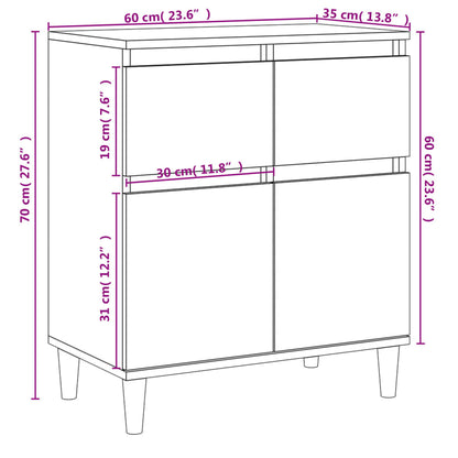 Credenza Bianca 60x35x70 cm in Legno Multistrato - homemem39