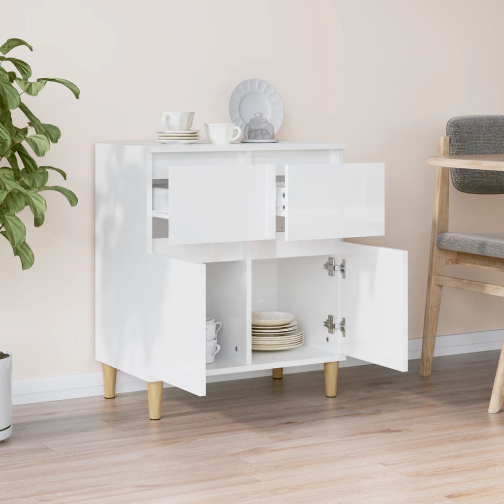 Credenza Bianco Lucido 60x35x70 cm in Legno Multistrato - homemem39