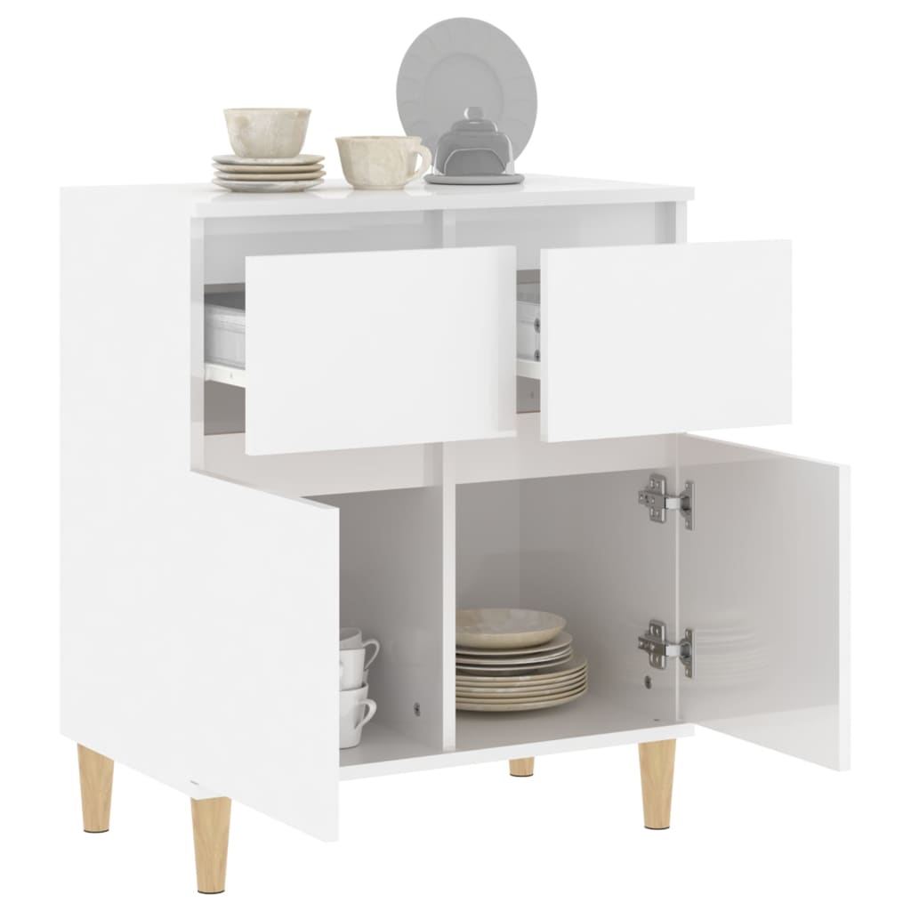 Credenza Bianco Lucido 60x35x70 cm in Legno Multistrato - homemem39