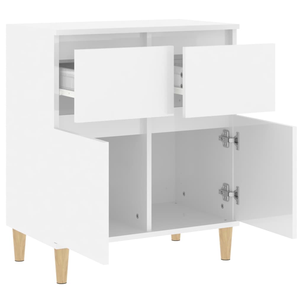 Credenza Bianco Lucido 60x35x70 cm in Legno Multistrato - homemem39