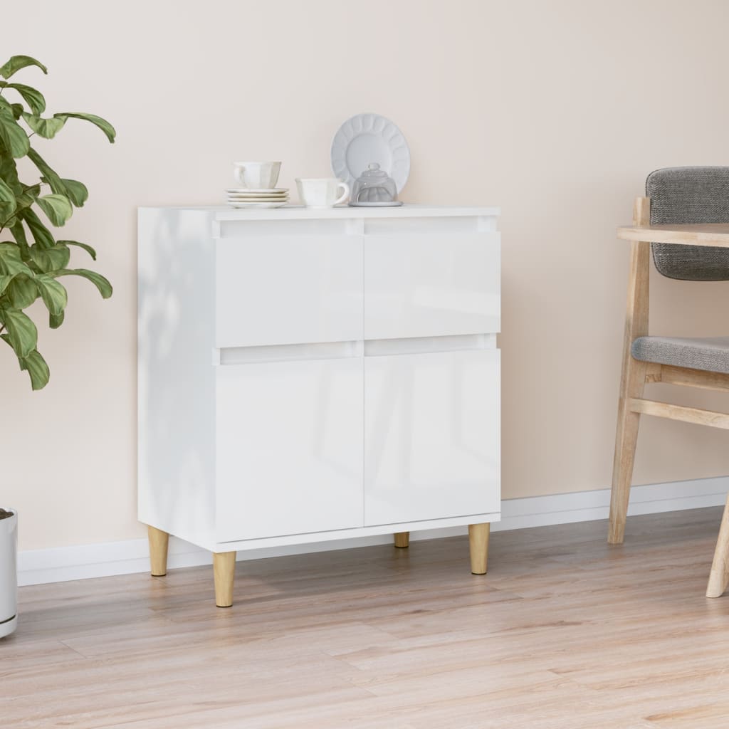 Credenza Bianco Lucido 60x35x70 cm in Legno Multistrato - homemem39