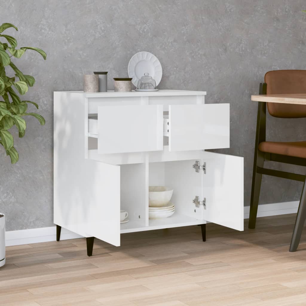 Credenza Bianco Lucido 60x35x70 cm in Legno Multistrato - homemem39