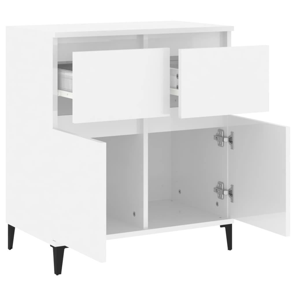 Credenza Bianco Lucido 60x35x70 cm in Legno Multistrato - homemem39