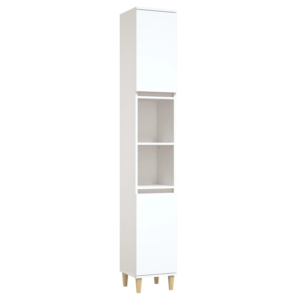 Armadietto da Bagno Bianco 30x30x190 cm in Legno Multistrato - homemem39