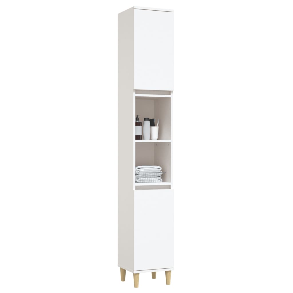 Armadietto da Bagno Bianco 30x30x190 cm in Legno Multistrato - homemem39