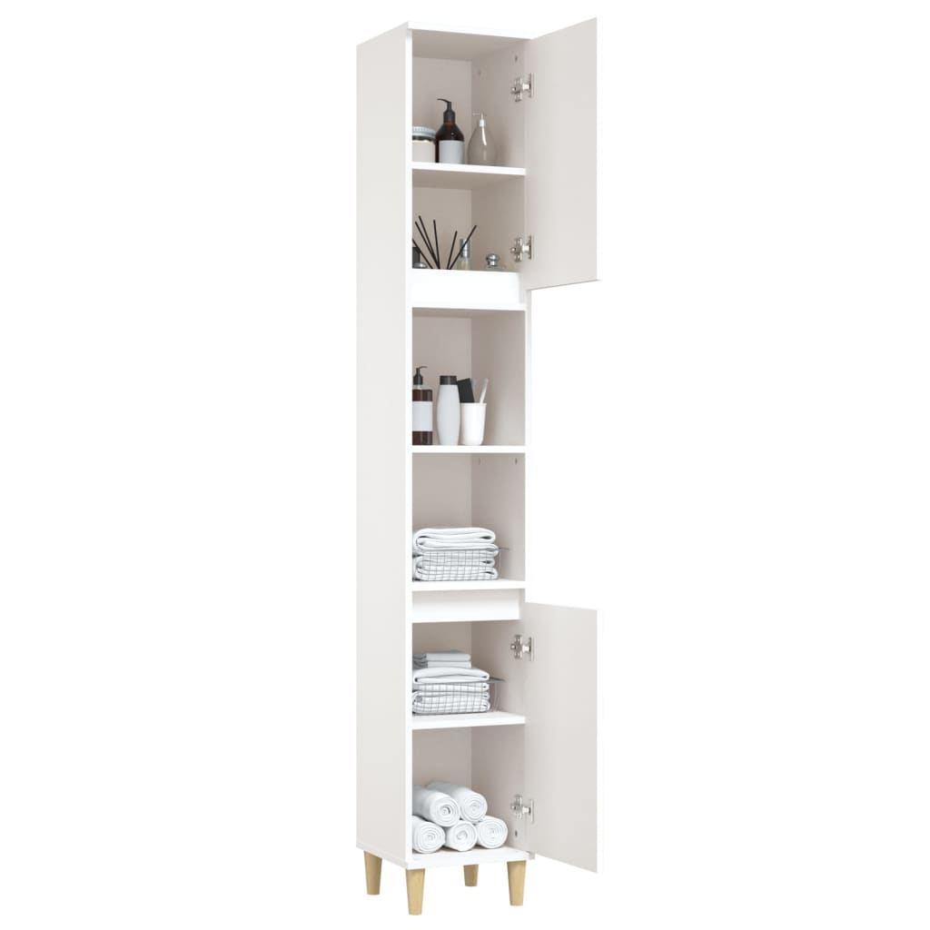 Armadietto da Bagno Bianco 30x30x190 cm in Legno Multistrato - homemem39