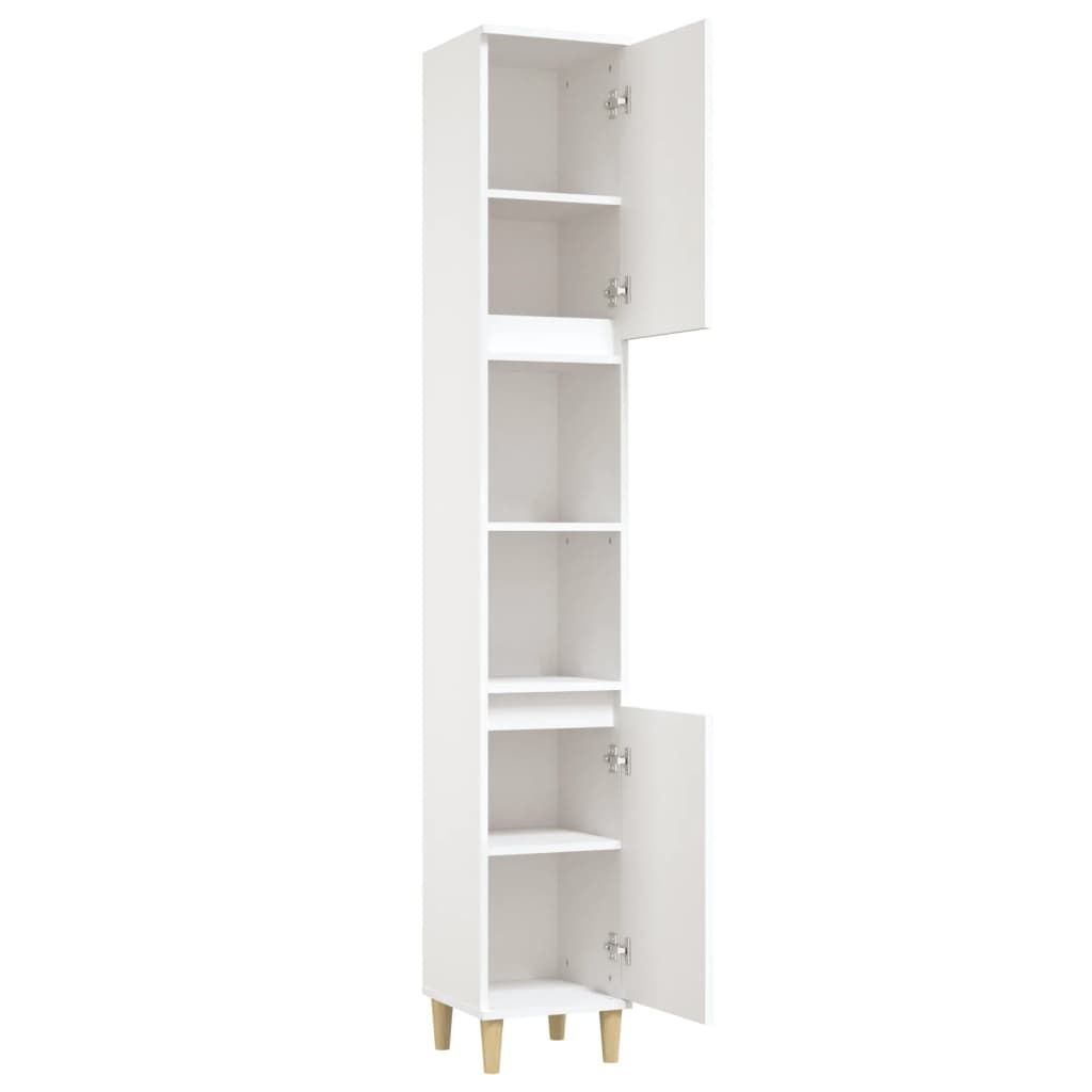 Armadietto da Bagno Bianco 30x30x190 cm in Legno Multistrato - homemem39