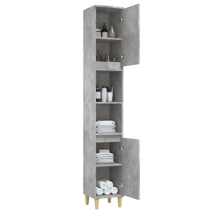 Armadietto Bagno Grigio Cemento 30x30x190 cm Legno Multistrato - homemem39