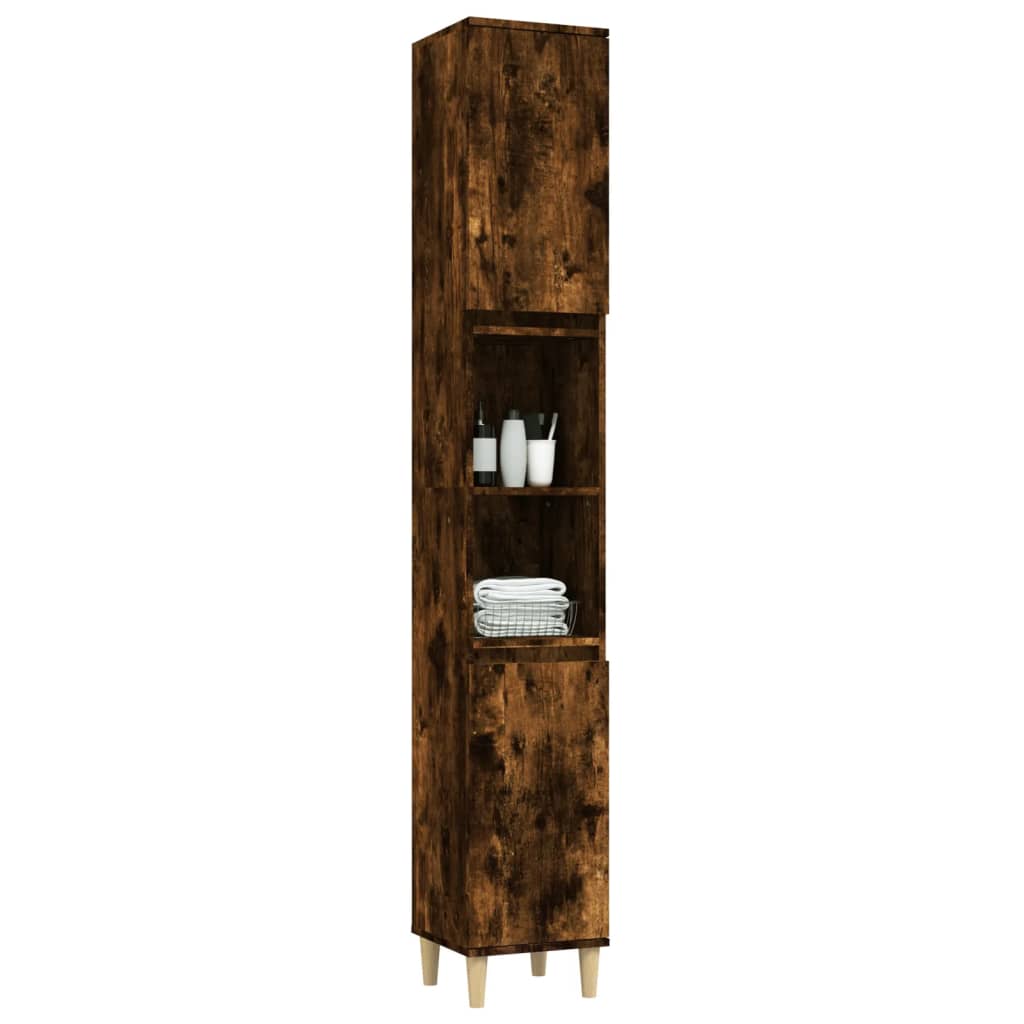 Armadietto Bagno Rovere Fumo 30x30x190 cm in Legno Multistrato - homemem39