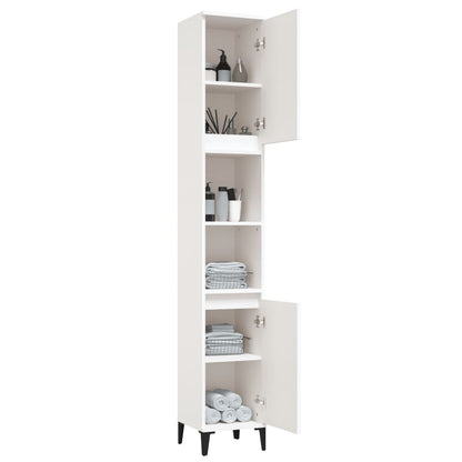 Armadietto da Bagno Bianco 30x30x190 cm in Legno Multistrato - homemem39