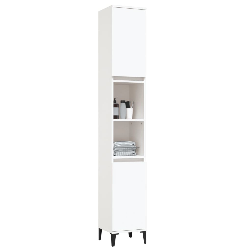 Armadietto da Bagno Bianco 30x30x190 cm in Legno Multistrato - homemem39