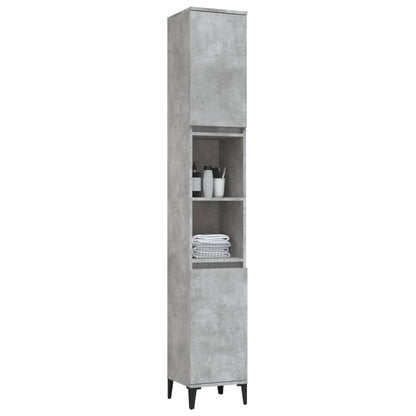 Armadietto Bagno Grigio Cemento 30x30x190 cm Legno Multistrato - homemem39