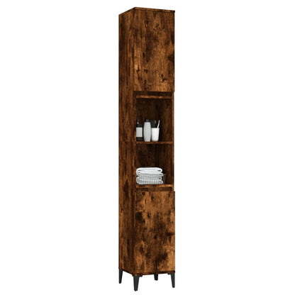 Armadietto Bagno Rovere Fumo 30x30x190 cm in Legno Multistrato - homemem39