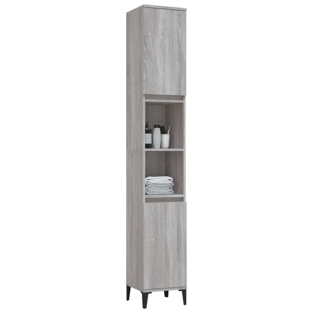 Armadietto Bagno Grigio Sonoma 30x30x190cm in Legno Multistrato - homemem39