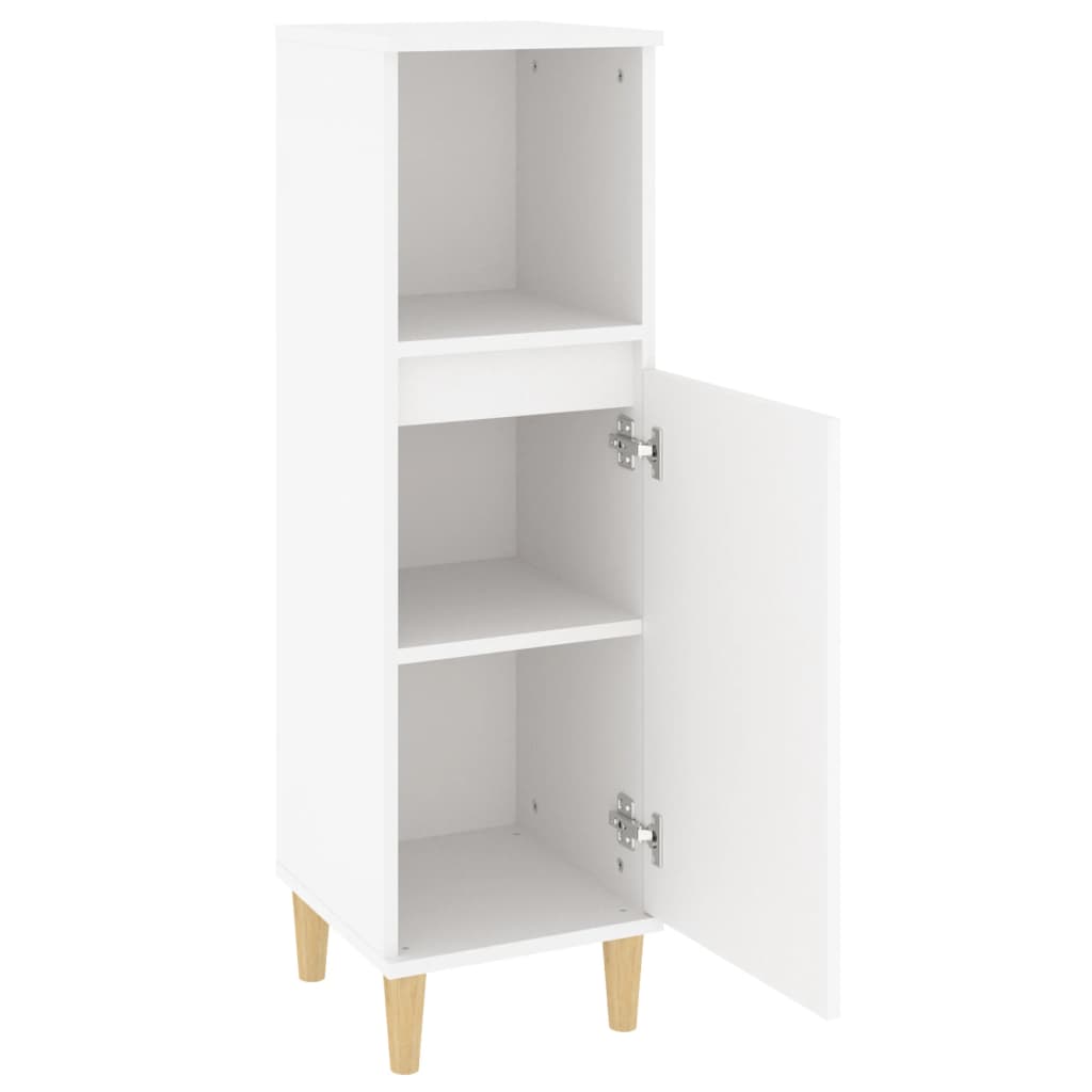 Armadietto da Bagno Bianco 30x30x100 cm in Legno Multistrato - homemem39