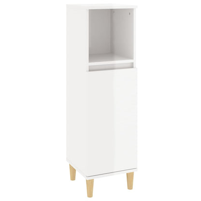 Armadietto Bagno Bianco Lucido 30x30x100cm in Legno Multistrato - homemem39