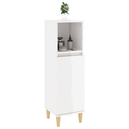 Armadietto Bagno Bianco Lucido 30x30x100cm in Legno Multistrato - homemem39