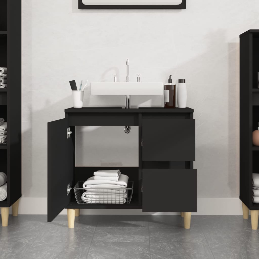 Armadietto da Bagno Nero 65x33x60 cm in Legno Multistrato - homemem39