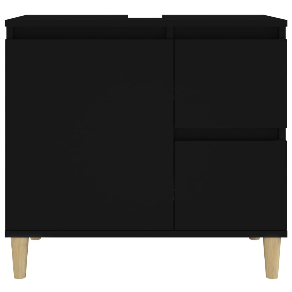 Armadietto da Bagno Nero 65x33x60 cm in Legno Multistrato - homemem39