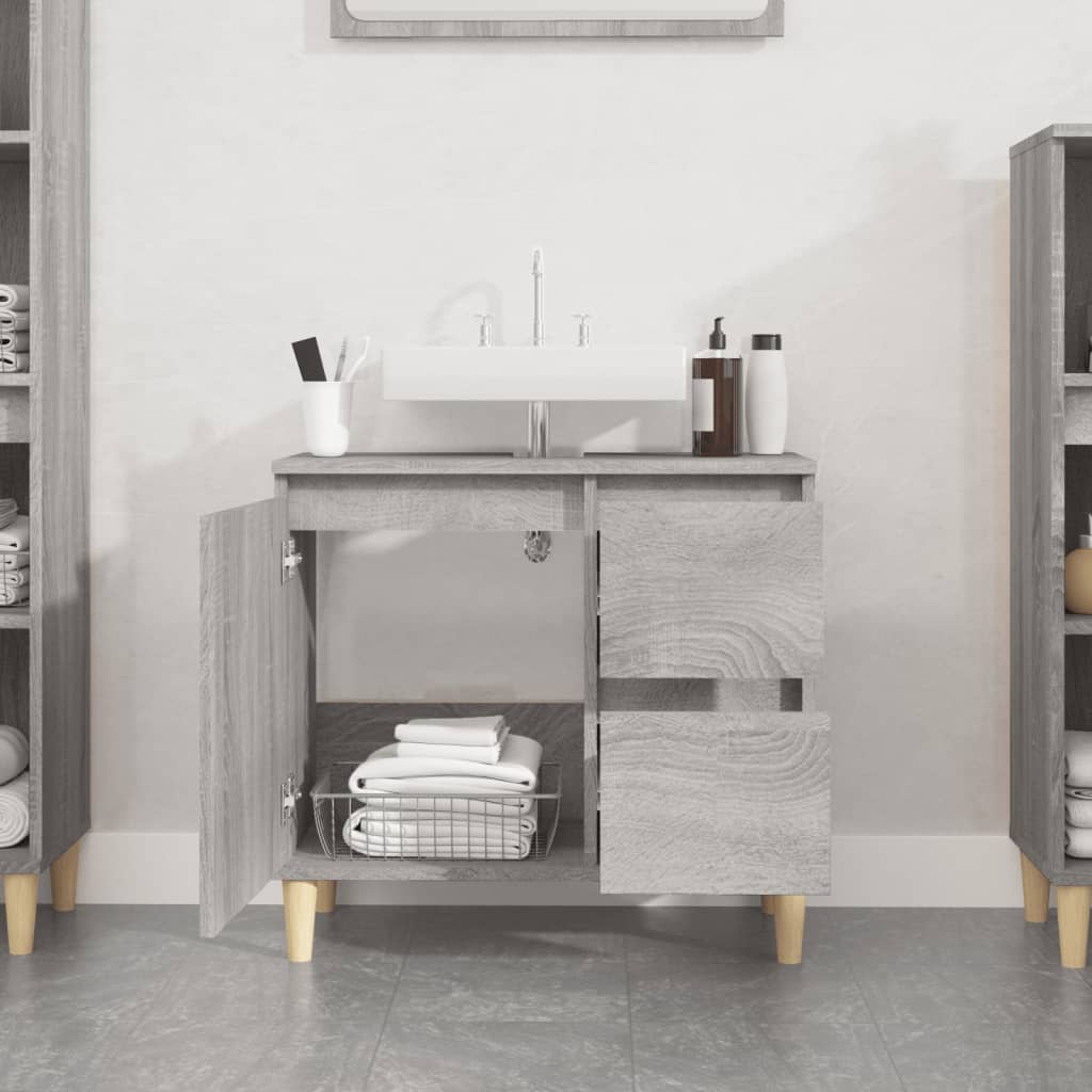 Armadietto Bagno Grigio Sonoma 65x33x60 cm in Legno Multistrato - homemem39